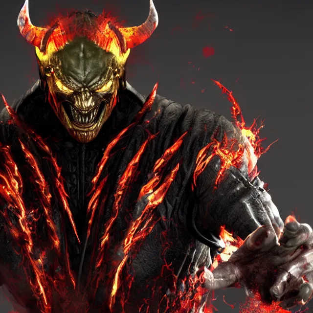 Image similar to the devil in mortal kombat, videogame 3d render, 4k, artstation