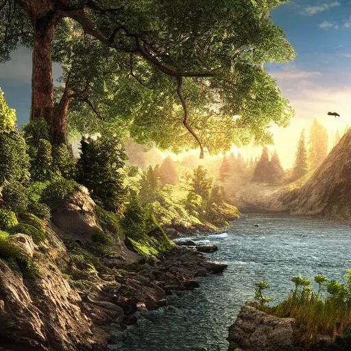 Image similar to A realistic beautiful natural landscape, 4k resolution, hyper detailed