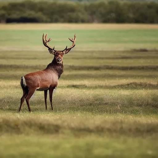 Prompt: A glorious stag standing in the middle of the room