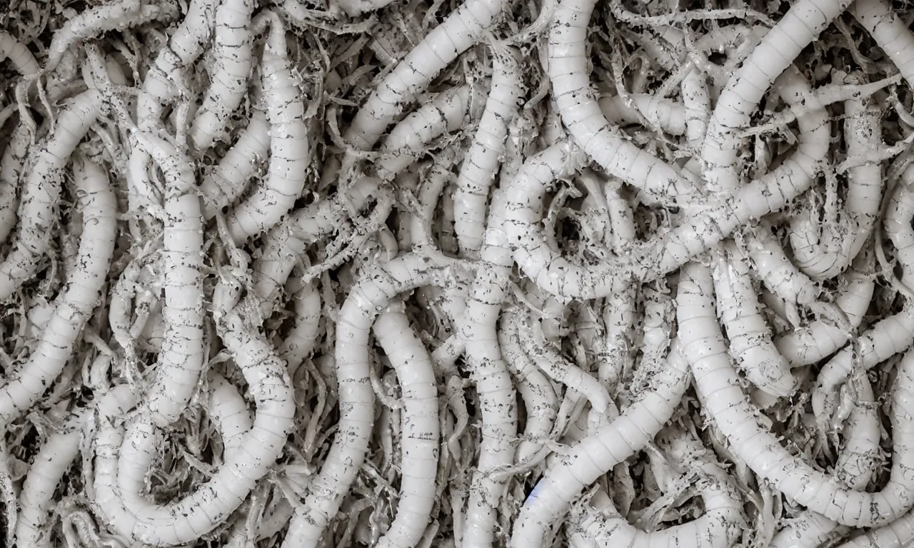 Prompt: the shrine of white centipede god, portrait of white centipede god, high detail, aesthetic