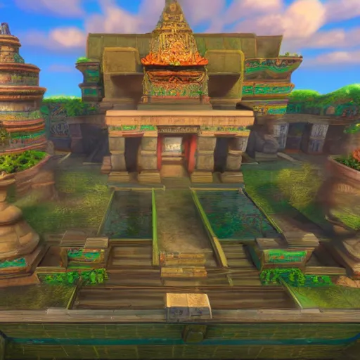 Image similar to Temple of Time from Legend of Zelda, 4K render, ray tracing