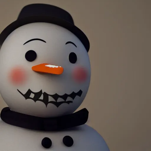 Image similar to a highly detailed humanoid snowman in business suit with black eyes and mouth, no nose, hyperrealism, professional, octane render