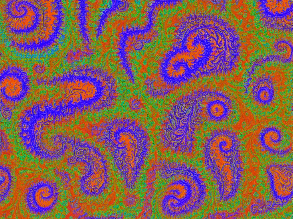 Image similar to 3d multicolor fractal swirling maze paisley lichen patterns