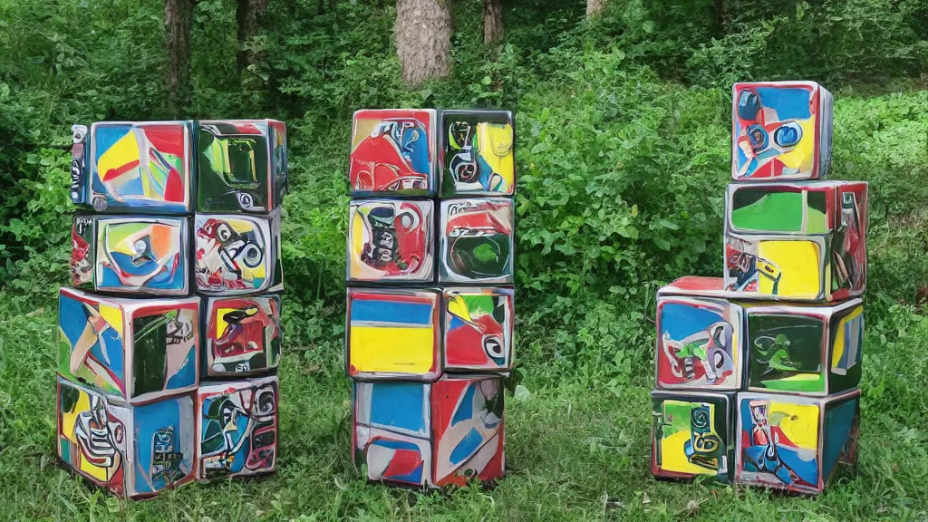 Prompt: paintpunk trenchant baker cube ( s ) in nature