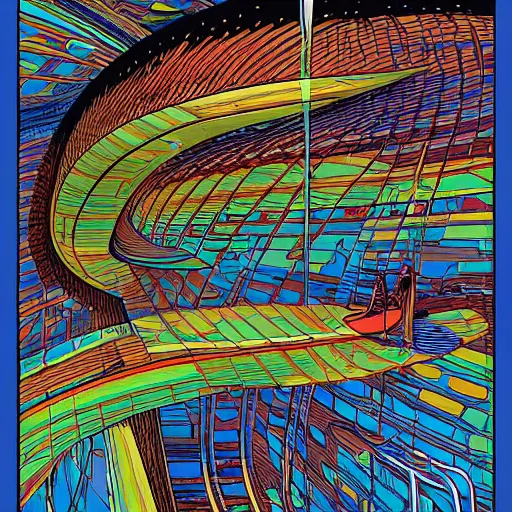 Image similar to A bird's-eye view futurism by jean giraud detailed illustration