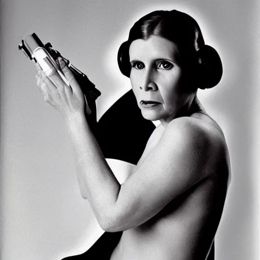 Prompt: Leia Organa, photo by Herb Ritts