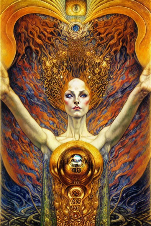 Image similar to Divine Chaos Engine by Karol Bak, Jean Delville, William Blake, Gustav Klimt, and Vincent Van Gogh, symbolist, visionary