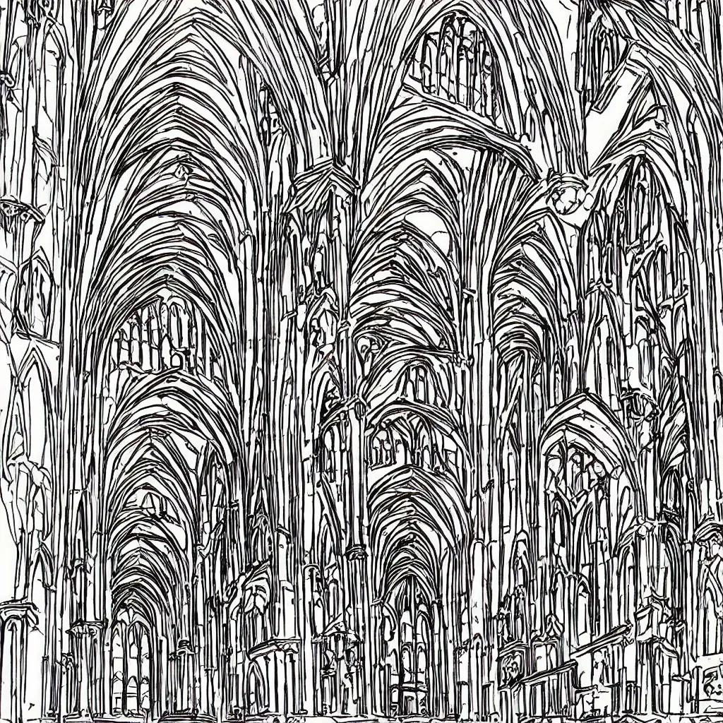 Image similar to cathedral, coloring book,