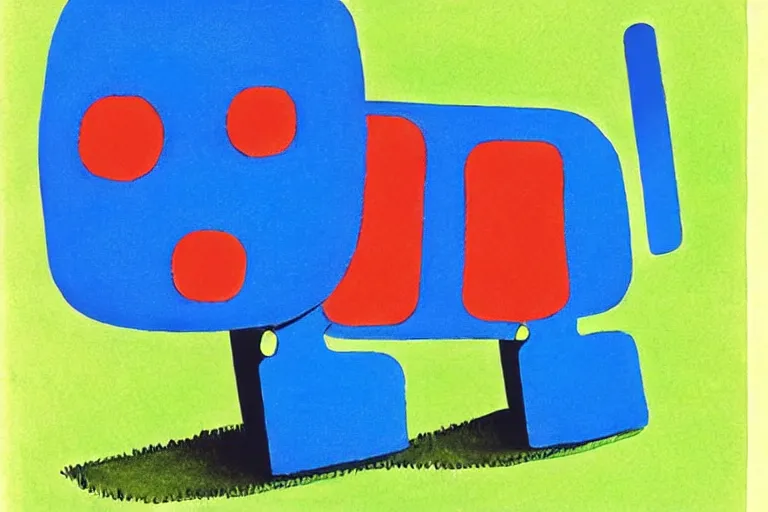 Prompt: a ( ( ( ( ( ( ( cute robot puppy ) ) ) ) ) ) ) illustration by eric carle!!!!!!!!!!!!!!!