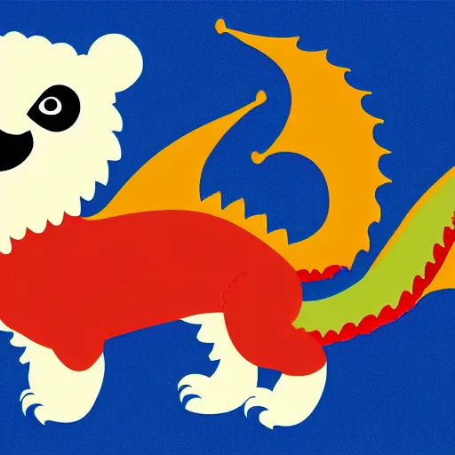 Image similar to vector art of welsh dragon and panda mixed, intercrossed, chimera, adobe illustrator