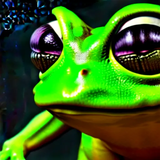 Prompt: a frog infected by an alien implant, 4K, 3D, octane render, unreal engine, as coherent as Dall-E 2