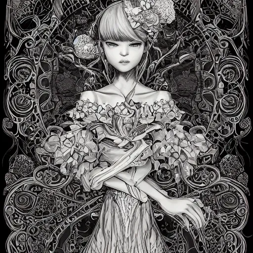 Image similar to the most ridiculously beautiful and elegant and cute girlever imaginable, an ultrafine detailed illustration by james jean, final fantasy, intricate linework, bright colors, behance contest winner, vanitas, angular, altermodern, unreal engine 5 highly rendered, global illumination, radiant light, detailed and intricate environment