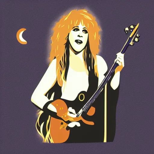 Image similar to stevie nicks playing guitar and singing, sticker - art, svg vector, adobe - illustrator