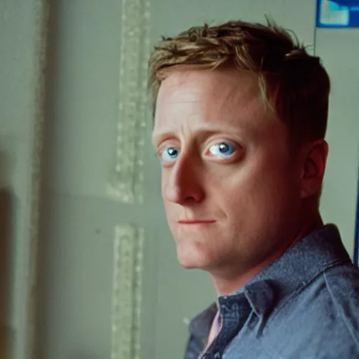 Image similar to color 35mm film still of Alan Tudyk, figure portrait