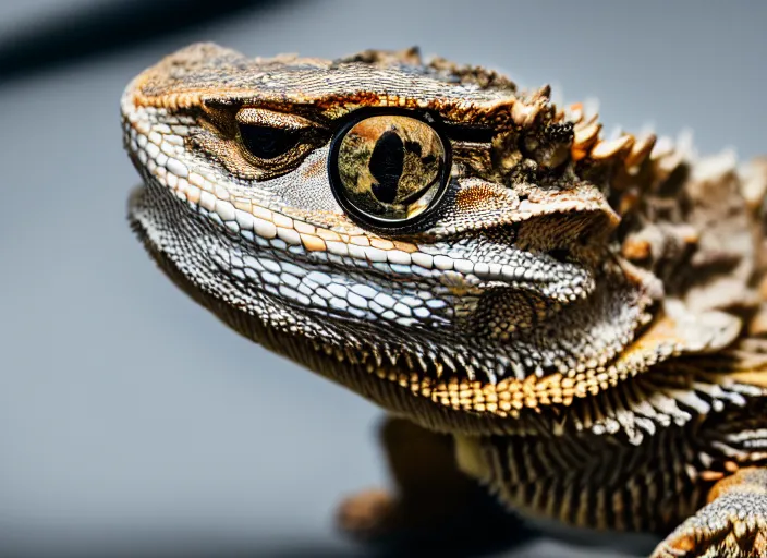 Prompt: dslr portrait still of a bearded dragon driving a little toy car, 8 k 8 5 mm f 1. 4