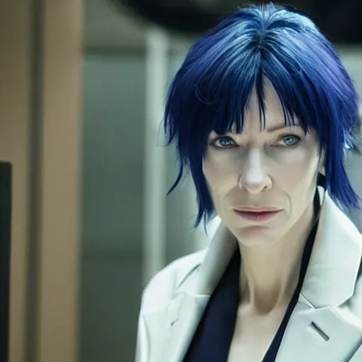 Prompt: cate blanchett as major kusanagi from ghost in the shell, movie still