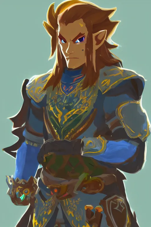 Image similar to an in game portrait of ganondorf from the legend of zelda breath of the wild, breath of the wild art style.