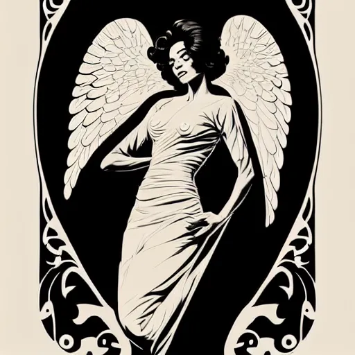 Prompt: silhouette of an angel illustration, vector art style, medium shot, intricate, elegant, highly detailed, digital art, ffffound, art by JC Leyendecker and sachin teng