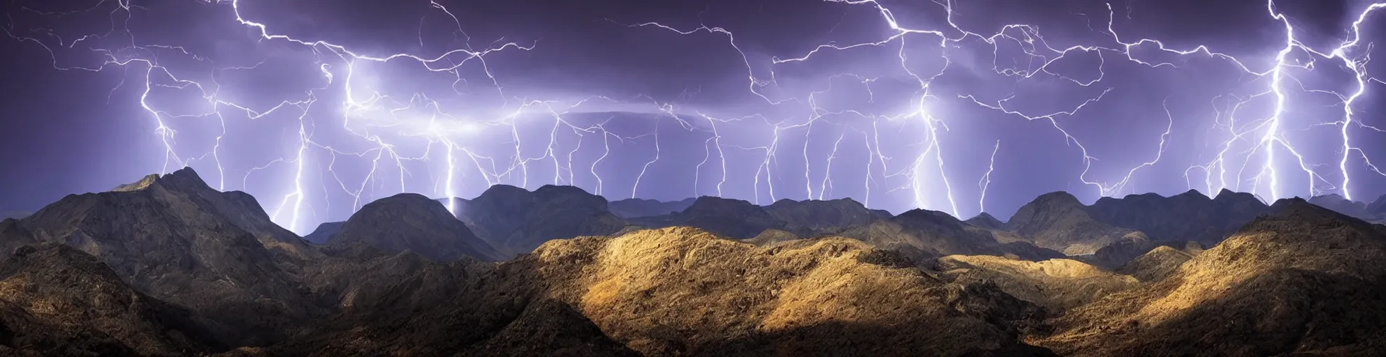 Image similar to solar montain with lightning bolts.