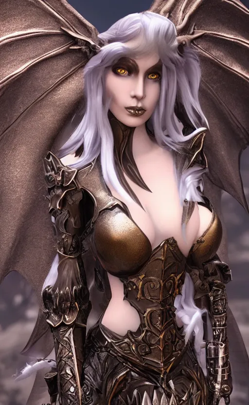 Image similar to Gothic elf princess in dragon armor, bronze statue, unreal engine, high detailed