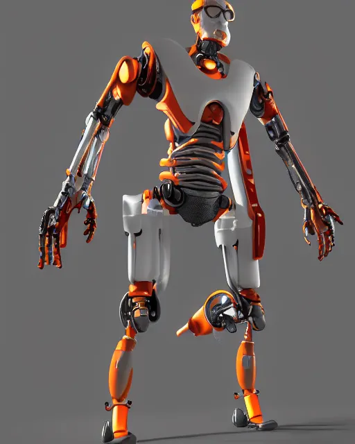 Image similar to full body 3d render of gordon freeman as a robot, studio lighting, white background, blender, trending on artstation, 8k, highly detailed