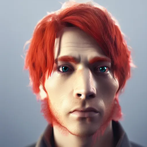 Image similar to a red headed man, octane render, art, portrait,