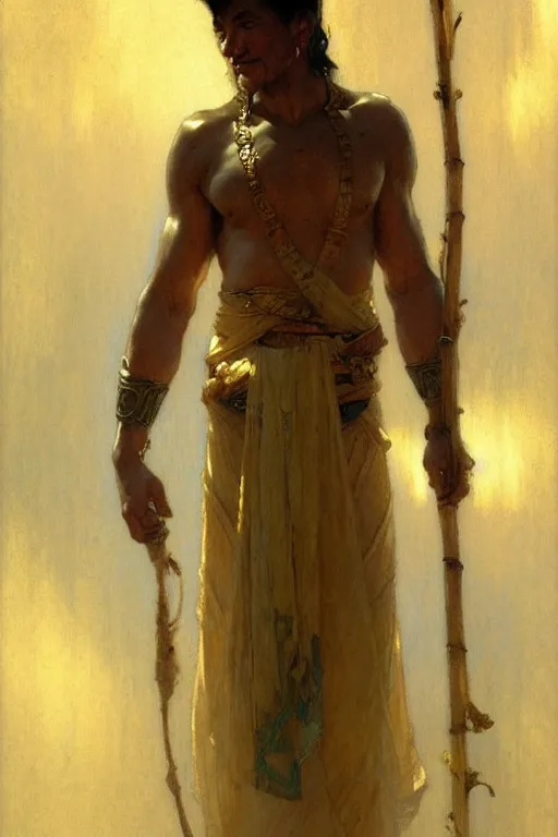 Prompt: god of bamboo, male character design, painting by gaston bussiere, craig mullins, greg rutkowski, alphonse mucha, trending on artstation