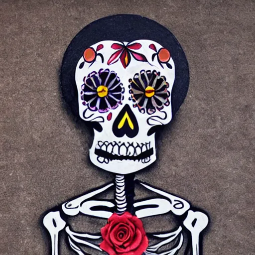 Prompt: day of the dead style skeleton