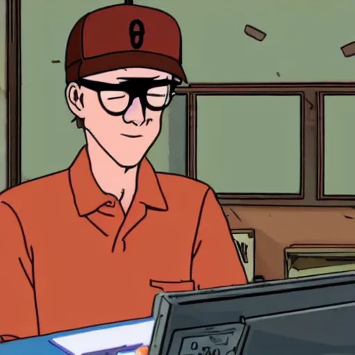 Image similar to dale gribble discovering 4 chan on his computer king of the hill