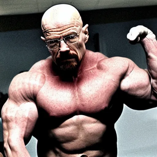 Prompt: Walter White as a bodybuilder