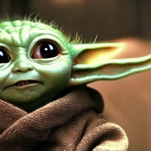 Image similar to a film still of baby yoda's kid in star wars realistic, detailed