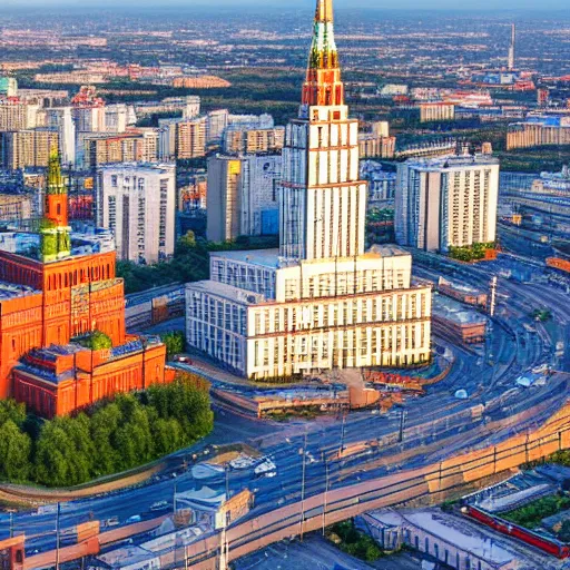 Image similar to a moscow state university, aerial photography, highly detailed, 4 k, 8 k