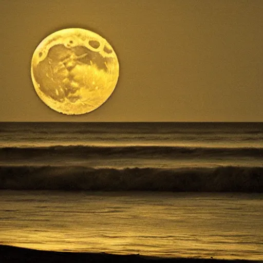 Prompt: the moon crashing into the sea