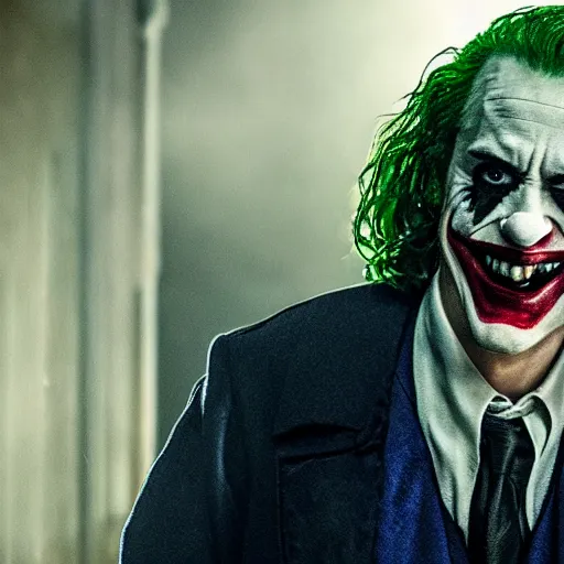 Image similar to film still of Robert Downey Junior as joker in the new Joker movie