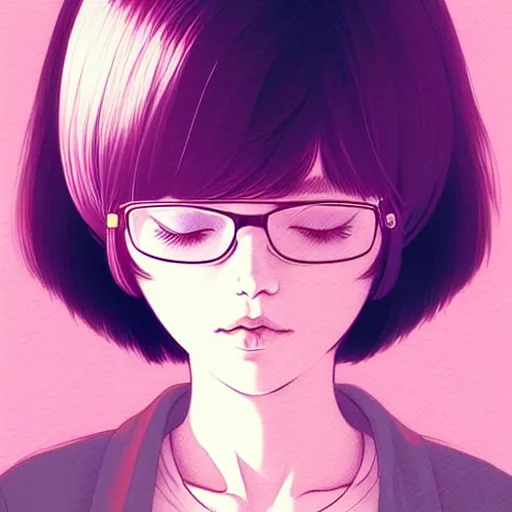 Image similar to cute impoverished college stoner woman studies pulsar stars. short silky hair, velvet, film, occlusion, shadow, specular reflection, rim light, artstation, pinterest, art by range murata and ilya kuvshinov, intricate highly detailed 8 k illustration, surreal