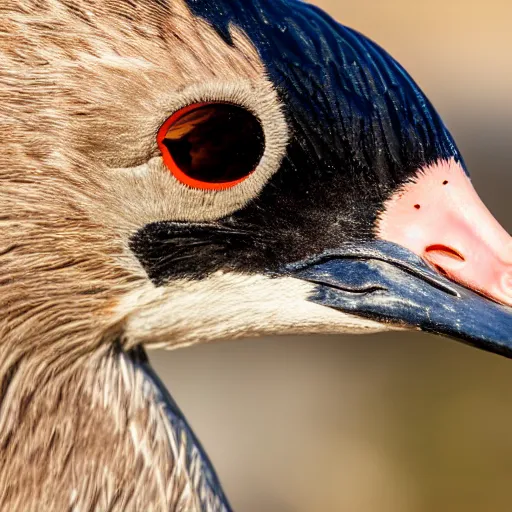 Image similar to close up shot of a suspicious goose wearing shades. 8 k photography, depth of field, canon dslr