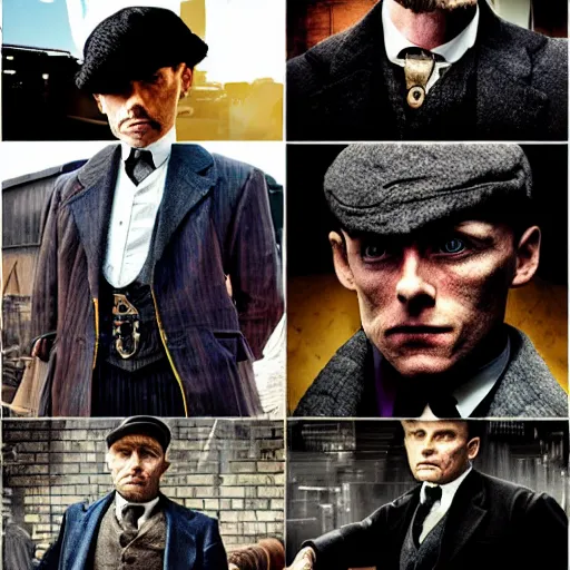 Prompt: Peaky Blinders as cyberpunk characters