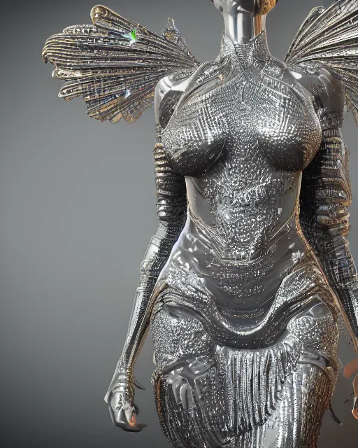 Image similar to a highly detailed metahuman 4 k close up render of an alien goddess bella hadid monument renaissance in iris van herpen dress schiaparelli in diamonds crystals swarovski and jewelry iridescent in style of alphonse mucha gustav klimt trending on artstation made in unreal engine 4