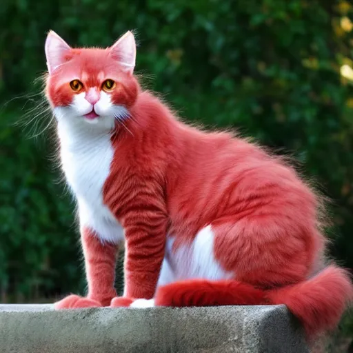 Image similar to vampire red cat realistic, fluffy fur