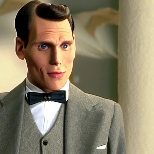 Image similar to Live Action Still of Jerma in Jeeves and Wooster, real life, hyperrealistic, ultra realistic, realistic, highly detailed, epic, HD quality, 8k resolution, body and headshot, film still