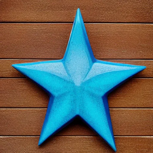 Prompt: dark blue glowing ceramic star shape, photograph