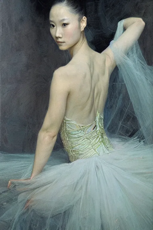 Image similar to portrait of an asian prima ballerina, by donato giancola and berthold woltze.