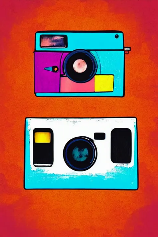 Image similar to minimalist boho style art of a colorful polaroid camera, illustration, vector art