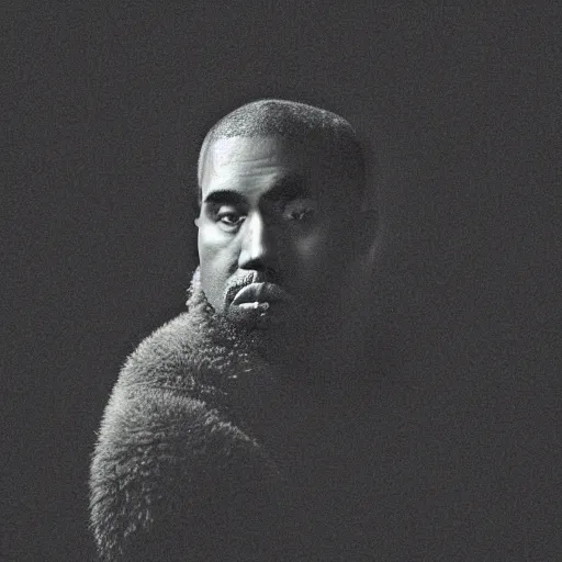 Prompt: a ( ( chiaroscuro lighting portrait ) ) of kanye west ( ( ( dressed as teddy bear mascot ) ) ), black background, ( ( ( portrait by julia margaret cameron ) ) ), shallow depth of field, 8 0 mm, f 1. 8