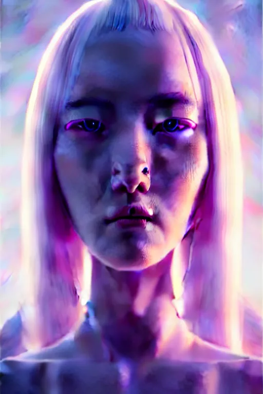 Prompt: family android women, scifi, futuristic design, bae suzy, long white hair, character design, cinematic lighting, highly detailed, by beeple, goro fujita, smooth gradient.