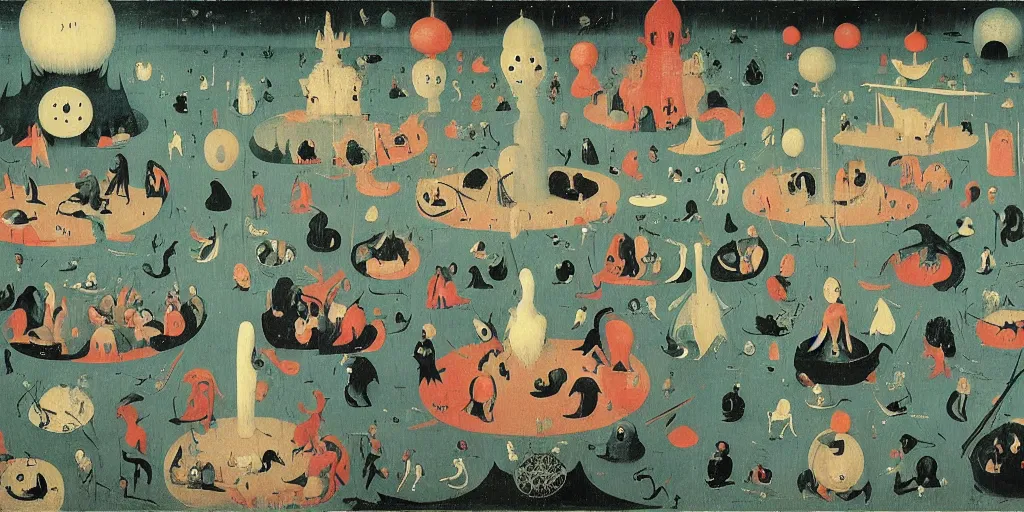 Image similar to lake is an entrance to the void by brecht evens, by hieronymus bosch, stunning, just wow, intricate, mysterious, beautiful, magnificient