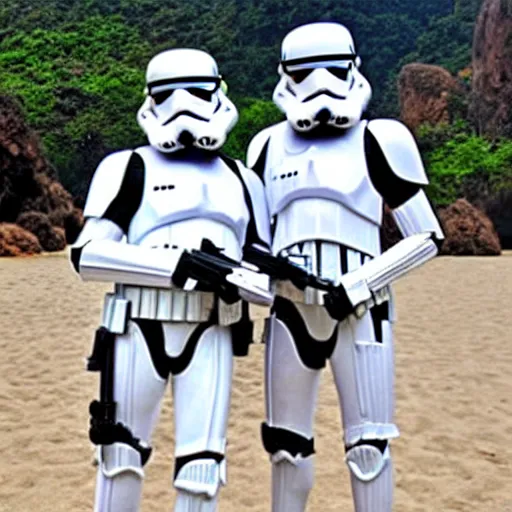 Prompt: stormtroopers on holiday in thailand