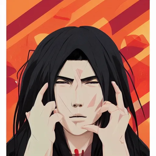 Prompt: Supreme x Itachi Profile Picture by Sachin Teng, asymmetrical, Organic Painting , Matte Painting, geometric shapes, hard edges, graffiti, street art,:2 by Sachin Teng:4