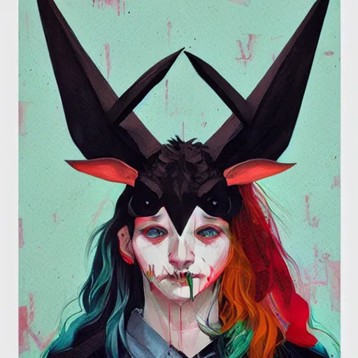 Image similar to Baphomet picture by Sachin Teng, asymmetrical, dark vibes, Realistic Painting , Organic painting, Matte Painting, geometric shapes, hard edges, graffiti, street art:2 by Sachin Teng:4