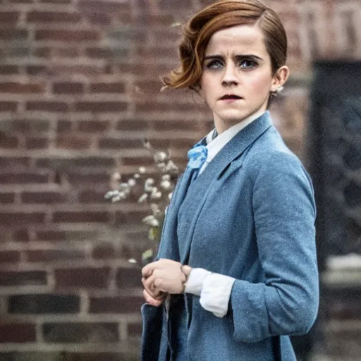 Prompt: film still of emma watson in peaky blinders